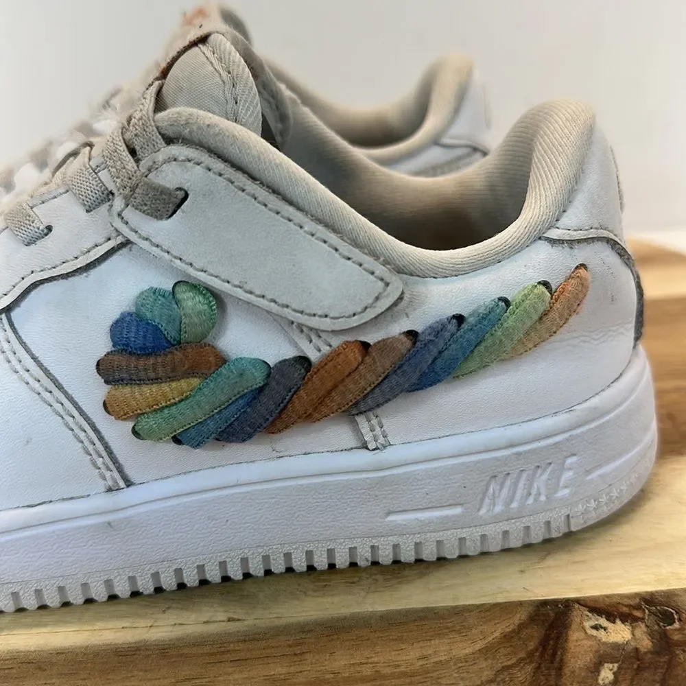 NIKE AIR FORCE 1 Low LV8 Easy On PS Rainbow Puff Sneakers Shoes Youth 2.5 2.5Y